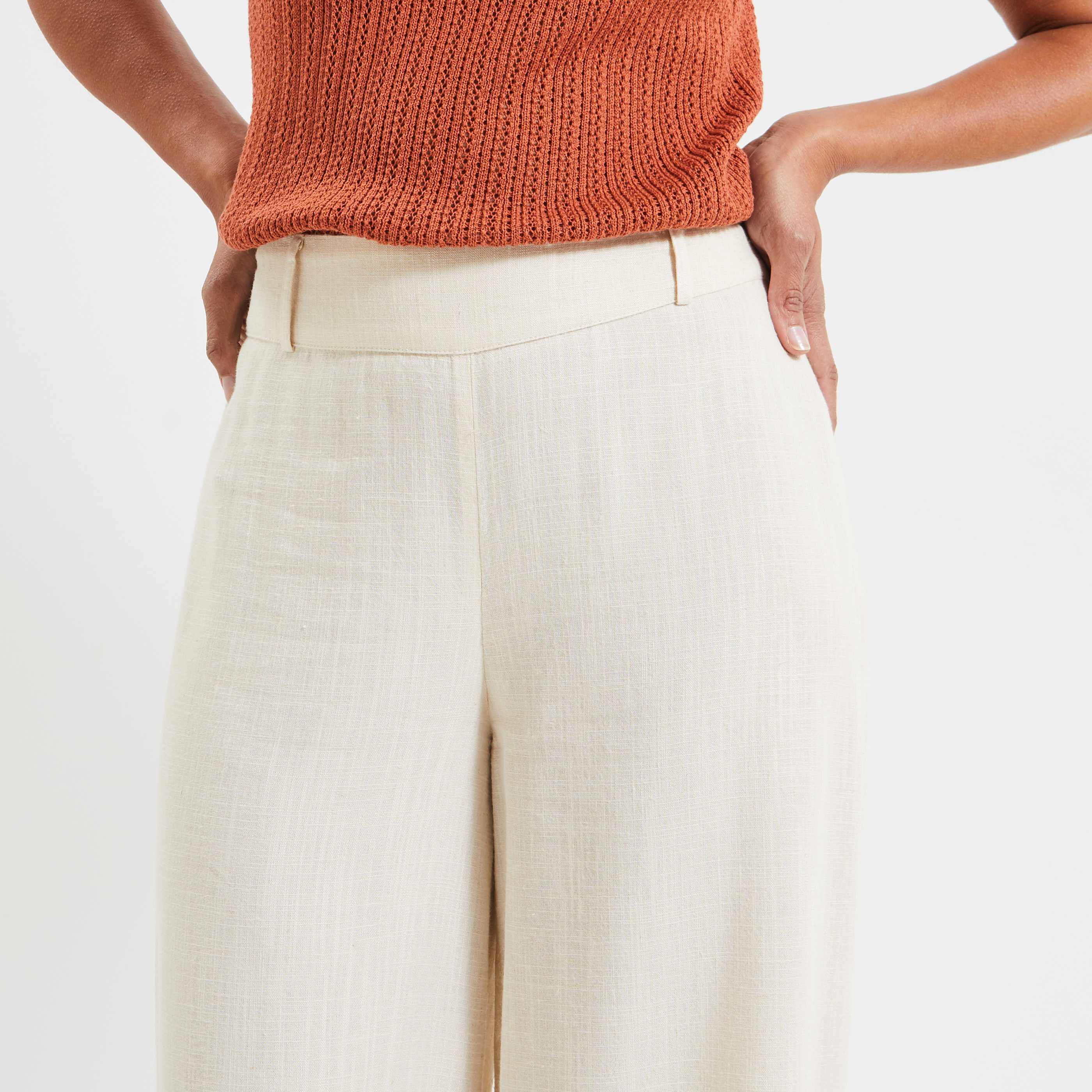 Pantalon lin mélangé femme - ECRU