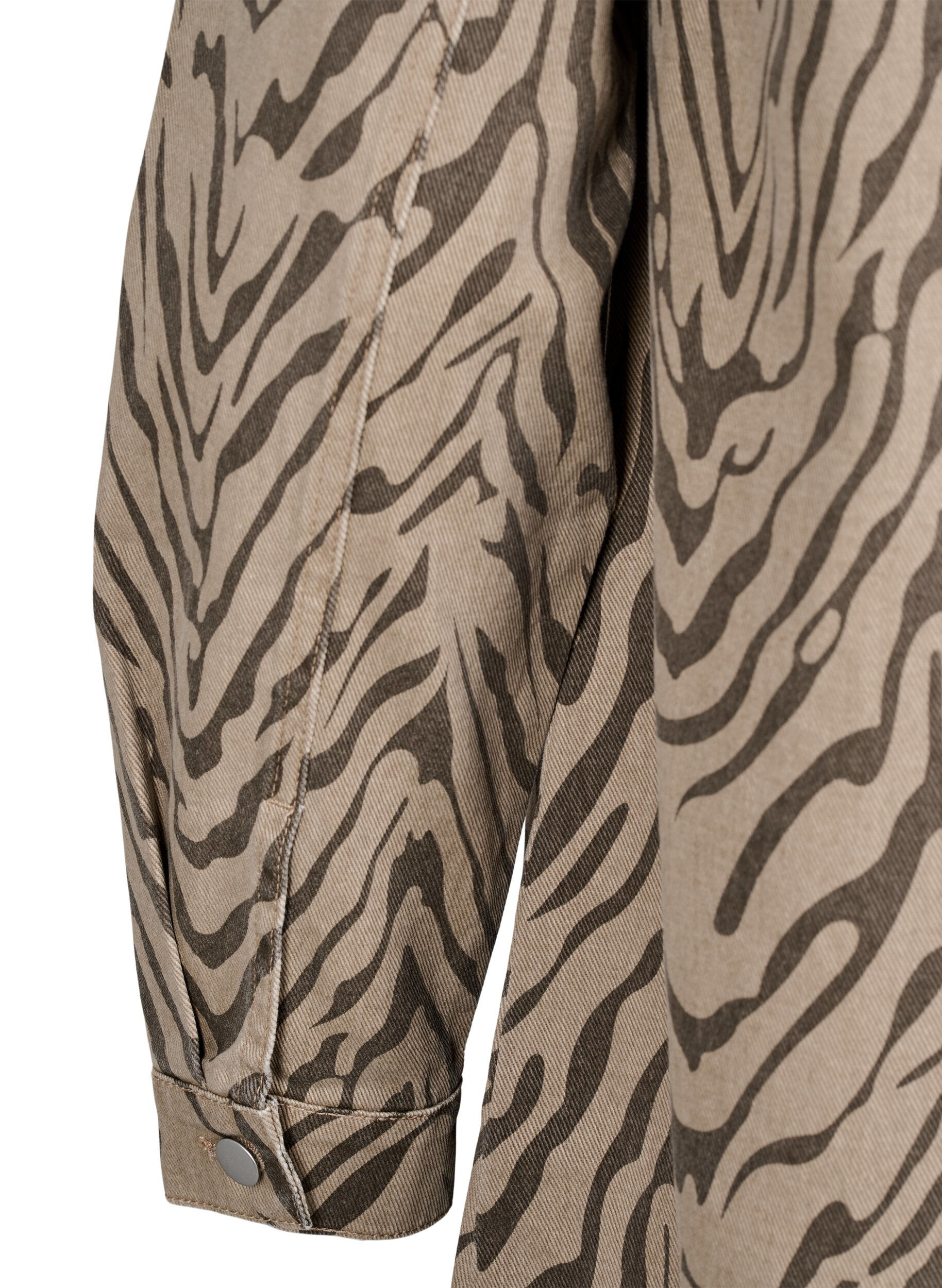 Langærmet denimkjole med zebraprint