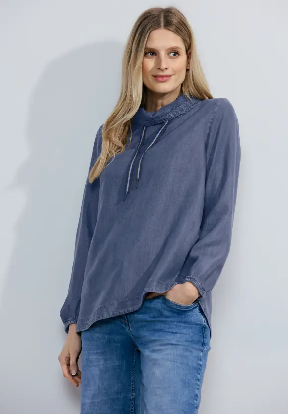 Lyocell Bluse - mid blue wash