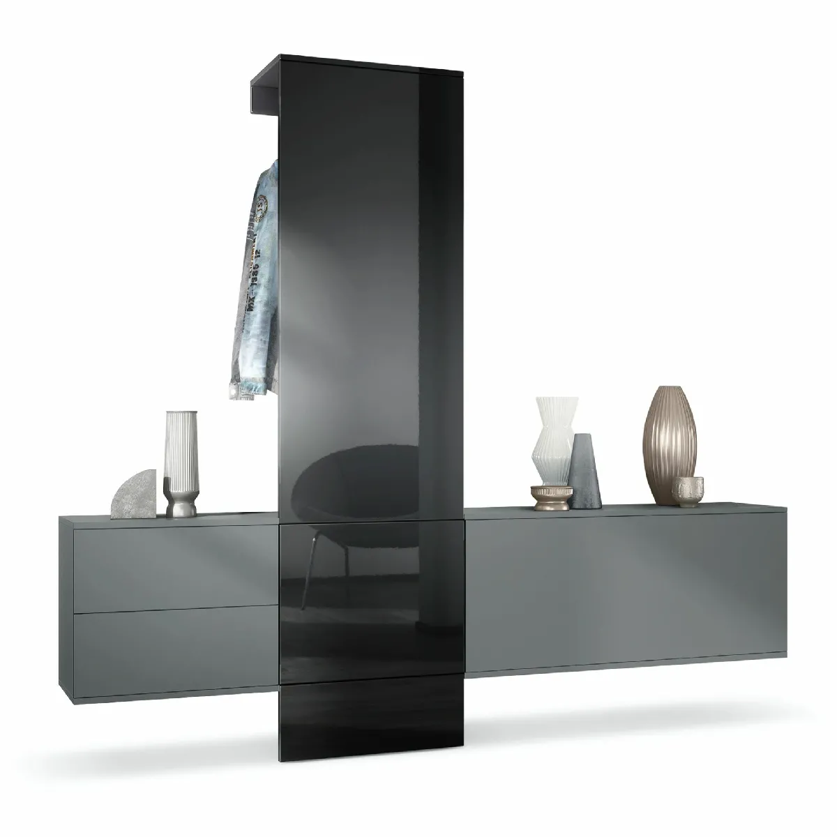 MPC Vestiaire Noir Laqué 209x193x35