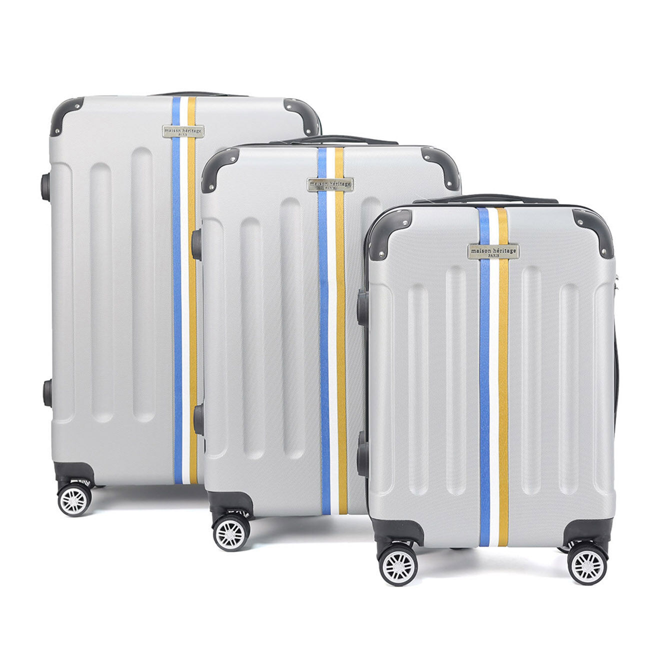 Maison Héritage 3 Valises 4 roues doubles Rivoli 55/65/75 cm argentées