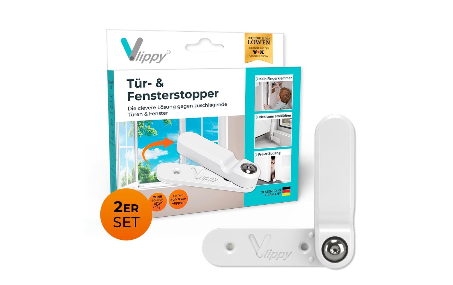 Tür- & Fensterstopper 2er-Set WeissSichere Stopper