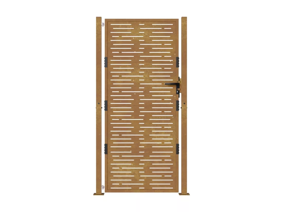 Portail de jardin 105x205 cm acier corten conception de carré
