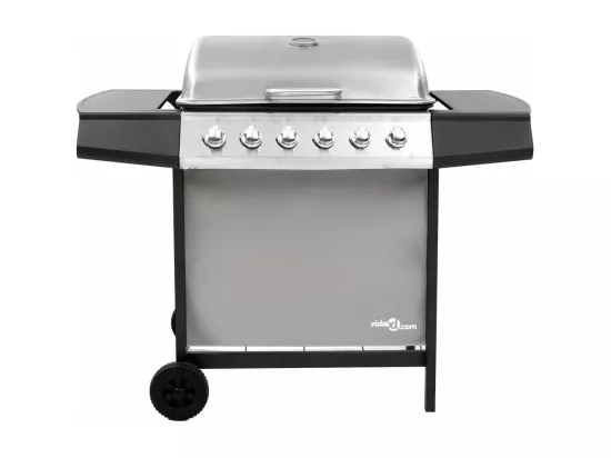Barbecue gril à gaz avec 6 brûleurs Noir et argenté