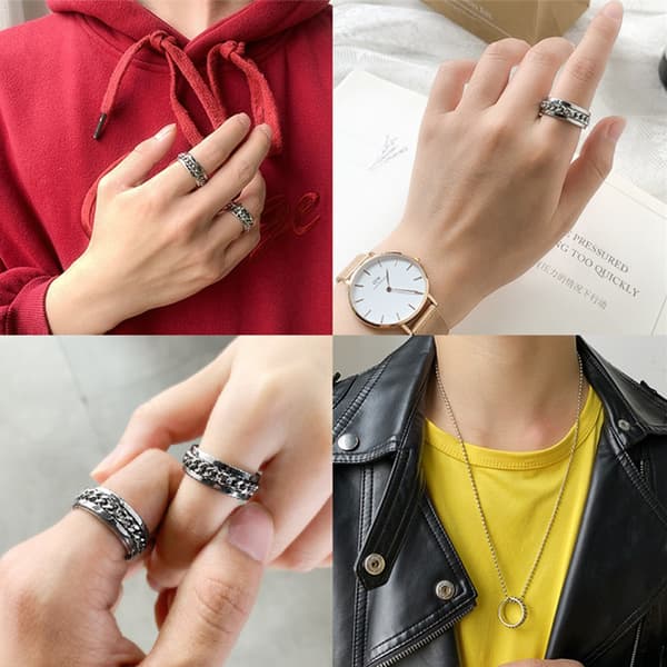 INF Antistressring med kapselåpner i rustfritt stål Sort S