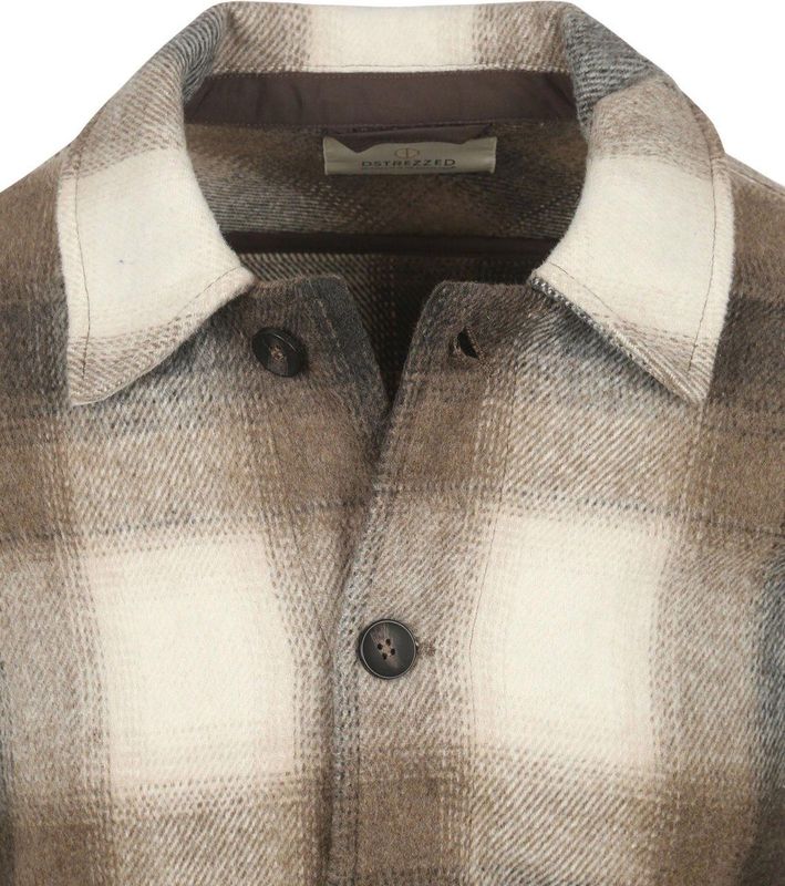 Dstrezzed - Overshirt - Bruin - Ruit - Regular-fit - Polyester en Wol