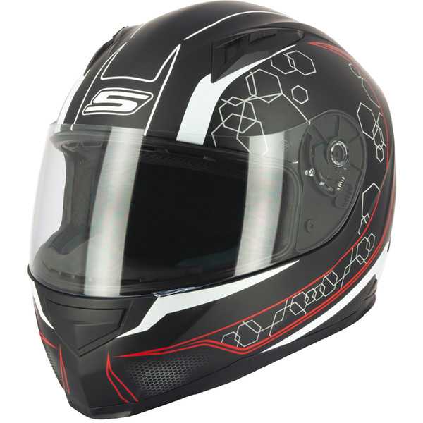 S-Line - Casque Apex S448 Deco Noir Mat / Rouge