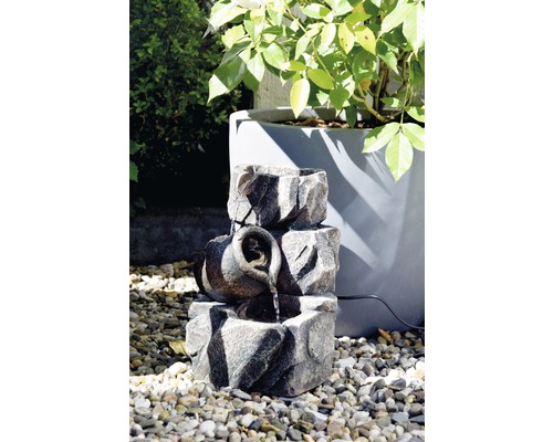 Design binnenfontein met amfora, 17,2 x 16,2 x 27 cm, kunststeen grijs, inclusief slang en pomp.