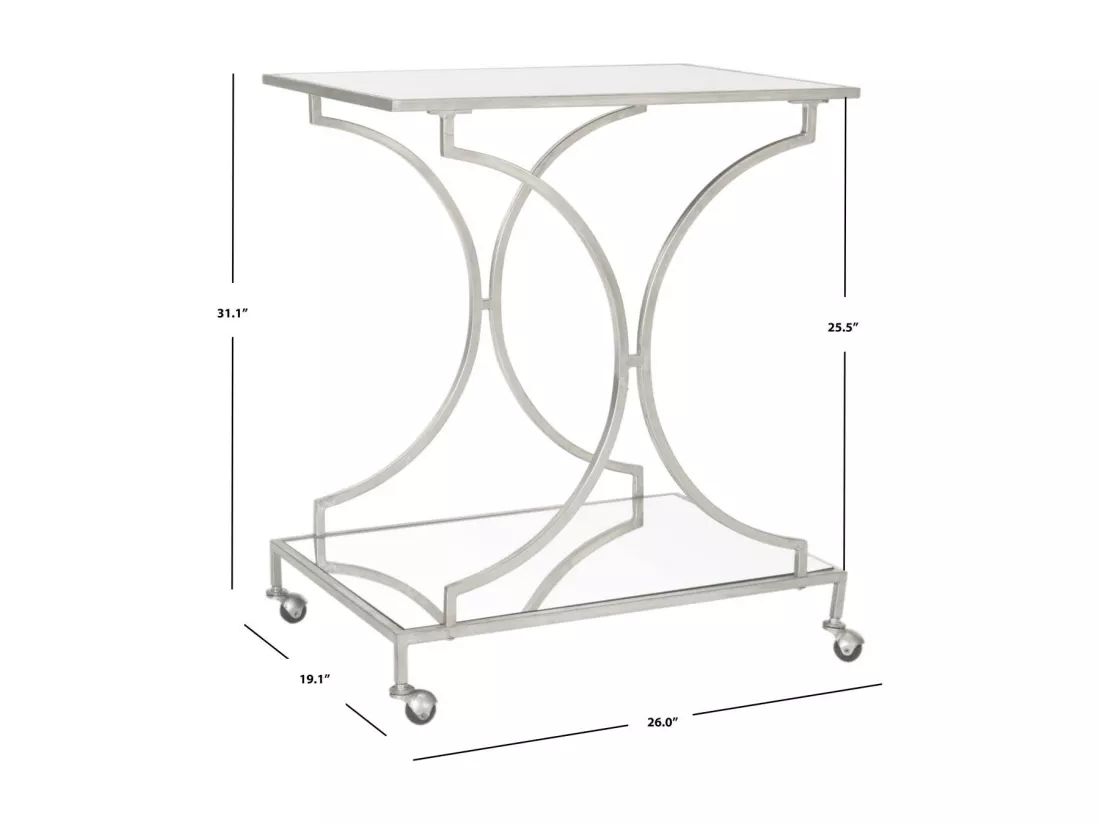 Chariot de bar Argent et miroir 49 X 66 X 78.99 cm - Alzina