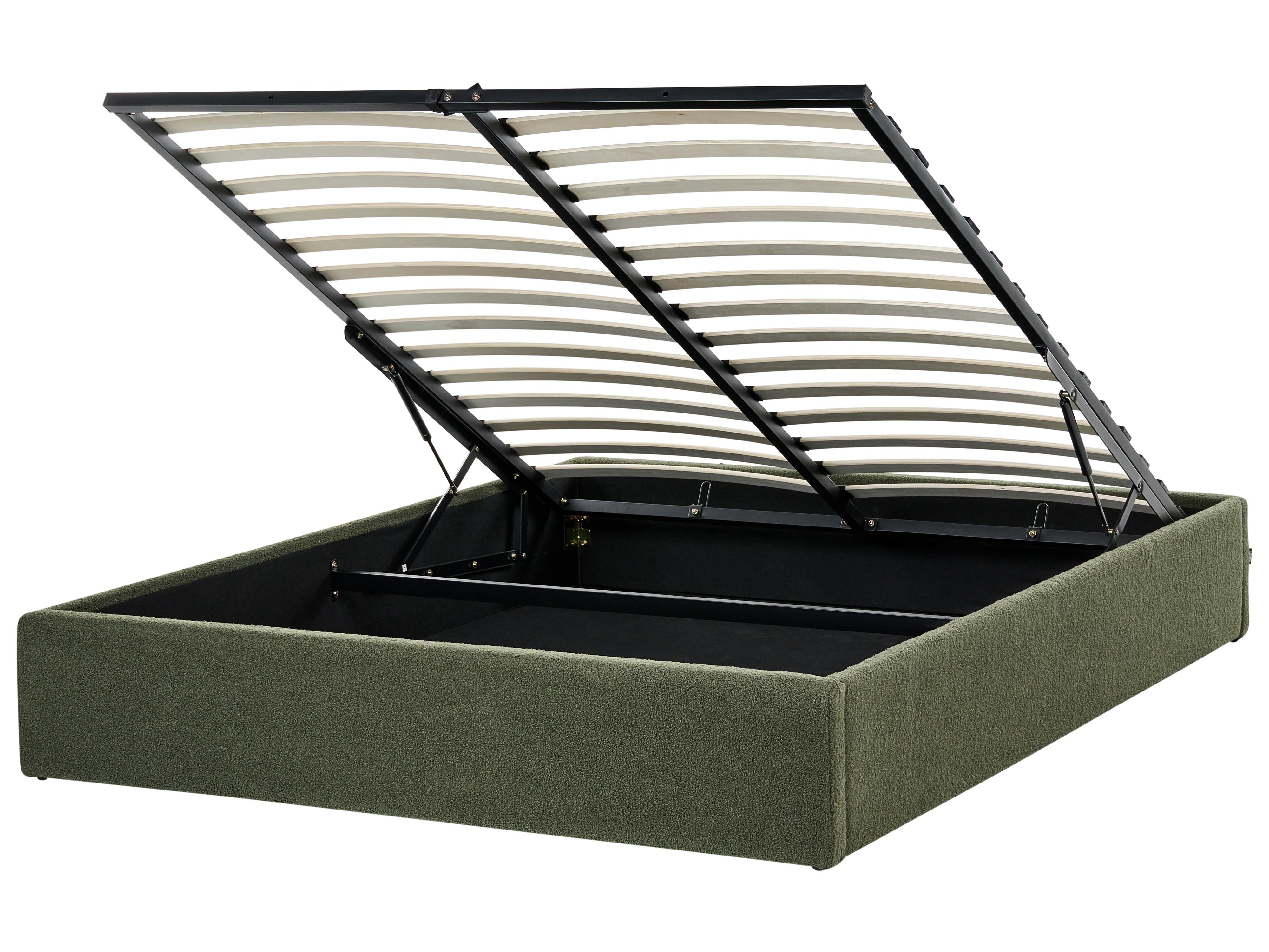 Opbergbed zonder hoofdbord Bouclé DINAN 160 x 200 cm Donkergroen