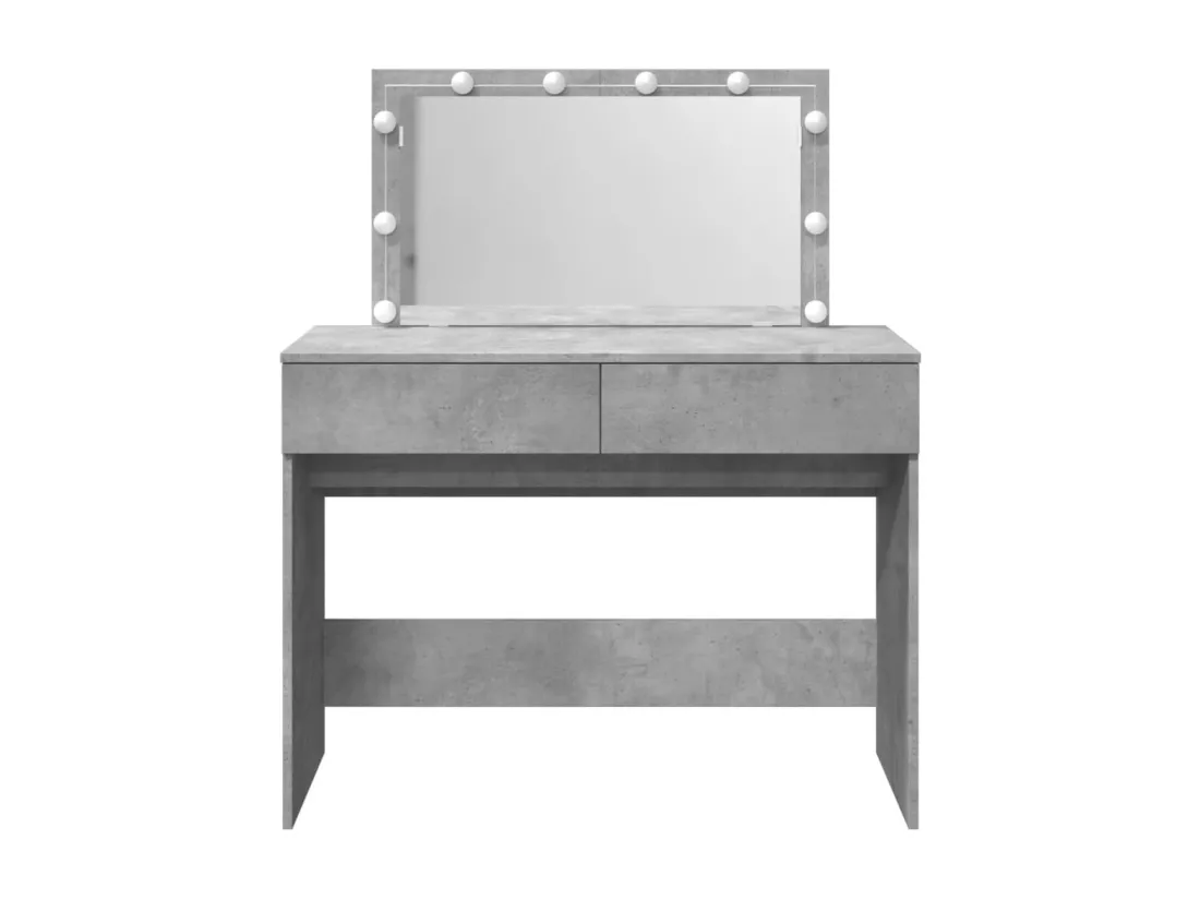 Coiffeuse avec LED gris béton 100x40x120 cm