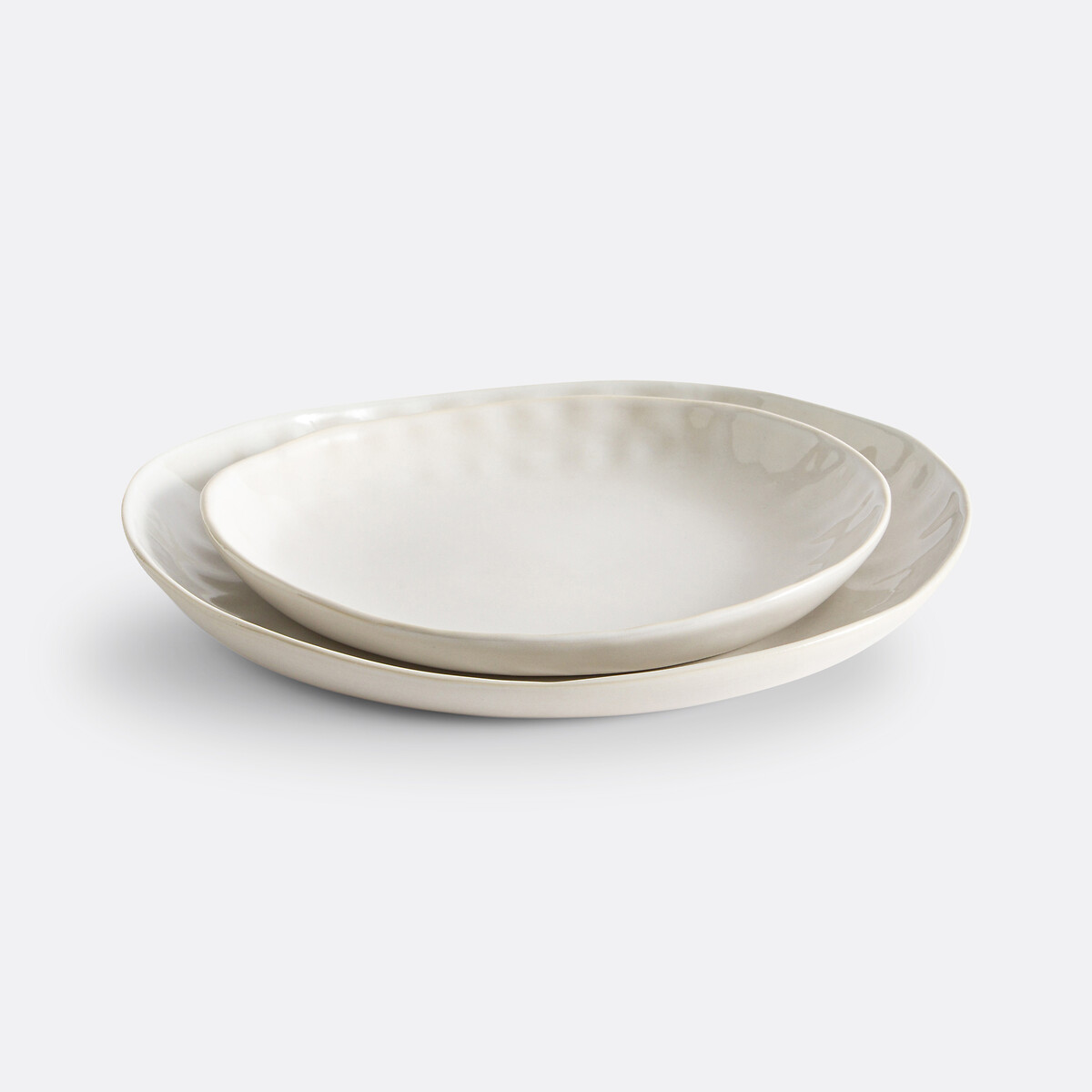 LA REDOUTE INTERIEURS<br>Conjunto de 4 pratos de sobremesa em faiança, cor creme