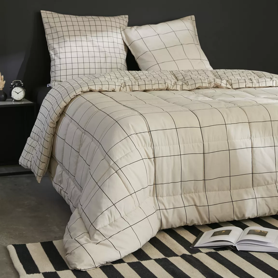 Couette imprimée et une taie d'oreiller (140 x 200 cm) Carrie Beige