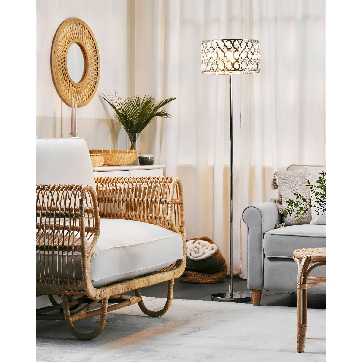 Beliani Lampadaire TENNA - Cristal Argenté