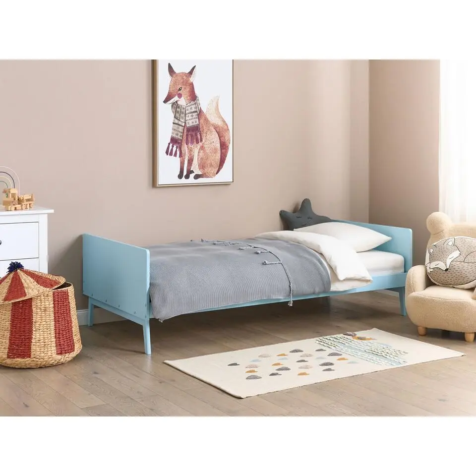 BONNAC - Eenpersoonsbed - Lichtblauw - 90 x 200 cm - Dennenhout
