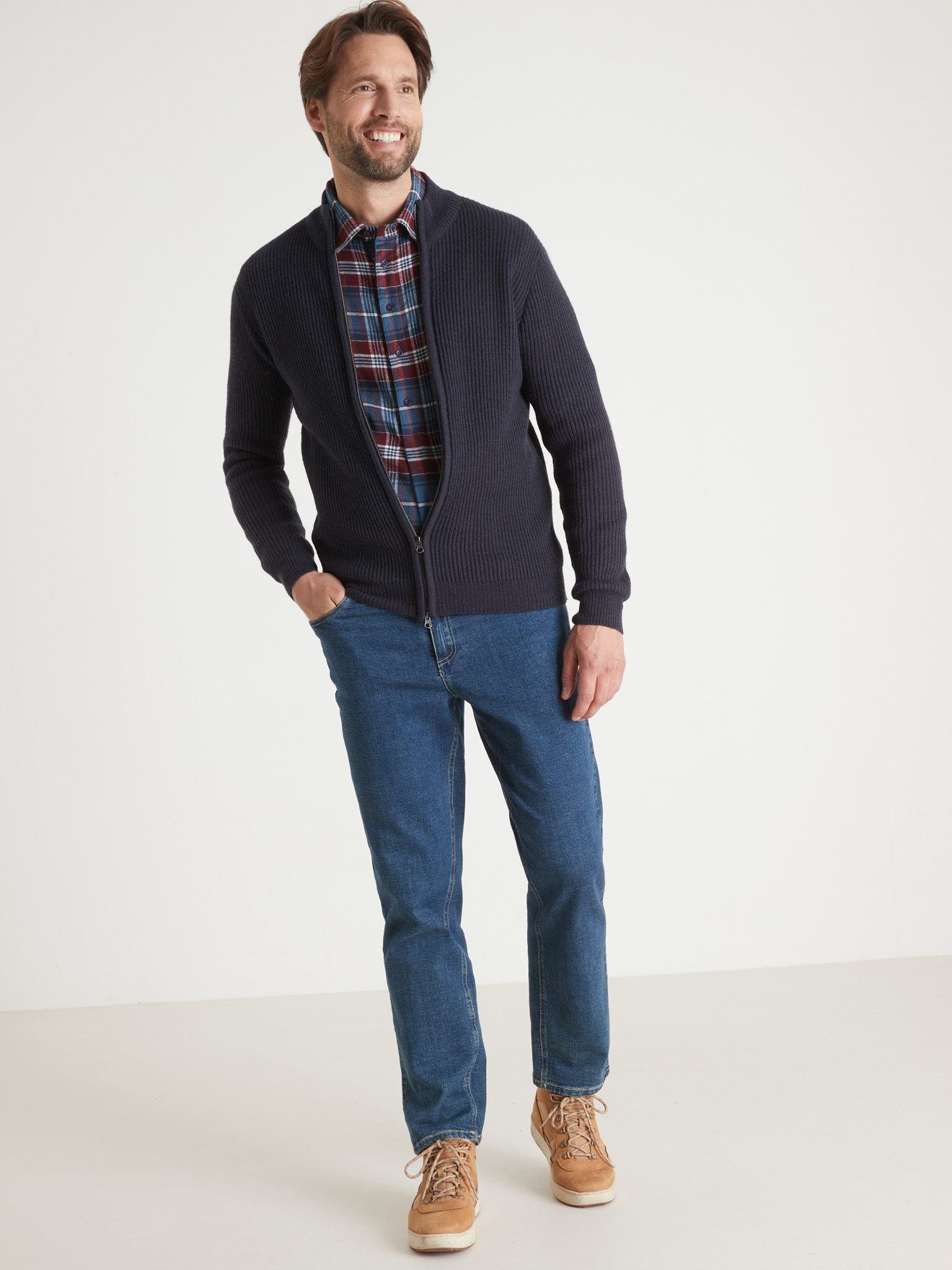 Gilet zippé en côtes anglaises