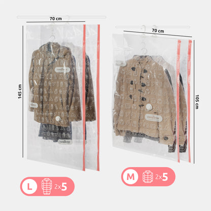 Lot de 4 sacs de rangement sous vide à suspendre Espace  2 Taille M   2 Taille L