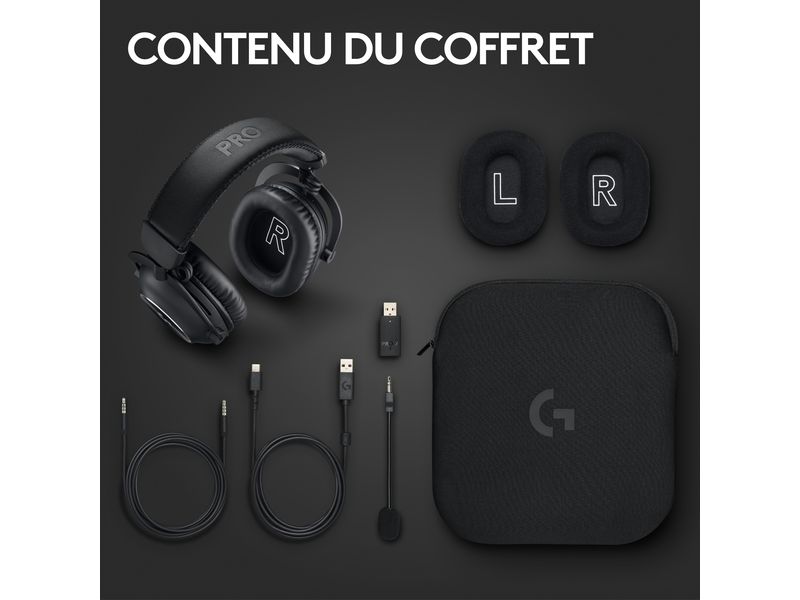 Logitech Headset G Pro X 2 Wireless Lightspeed Gaming Schwa Kabelloses Over-Ear-Headset mit Surround-Sound und weichem Ohrpolster