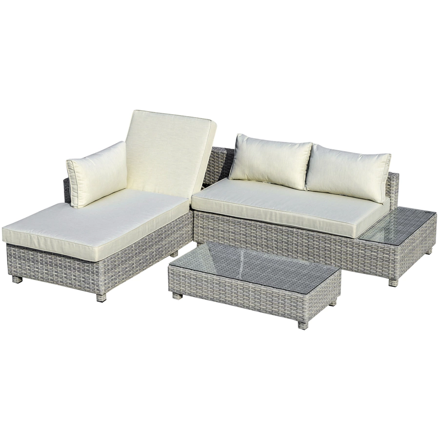 Outsunny Gartenmöbel Set mit Beistelltisch grau