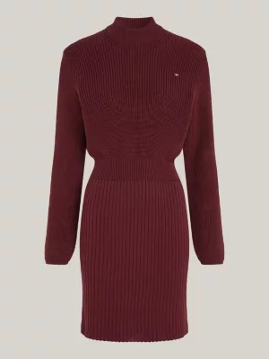 Vestido suéter de gola alta falsa