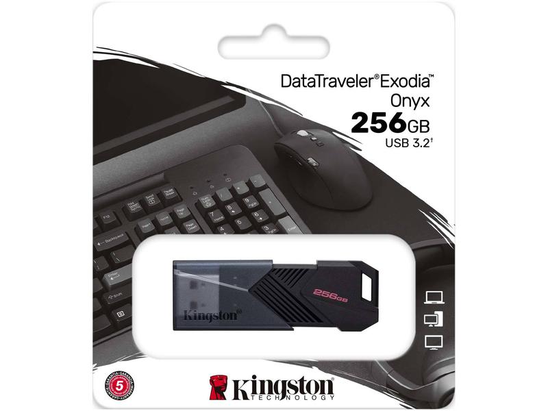 Kingston USB-Stick DataTraveler Exodia Onyx 256 GB USB-Stick mit Schutzkappe und Schlüsselring