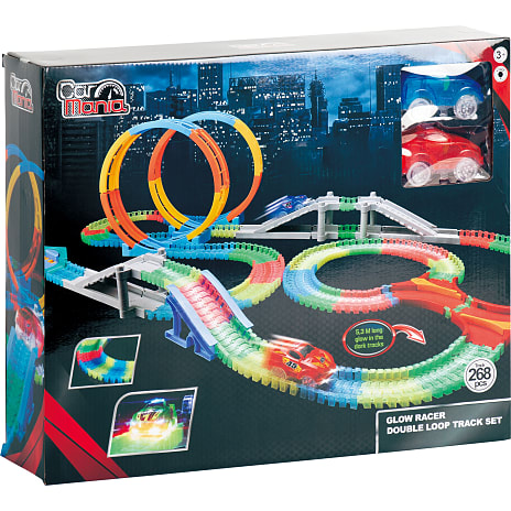 Car Mania selvlysende double loop racerbane
