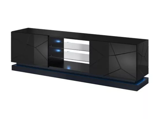 Meuble TV noir design 200 cm à LED Clost - Avec LED