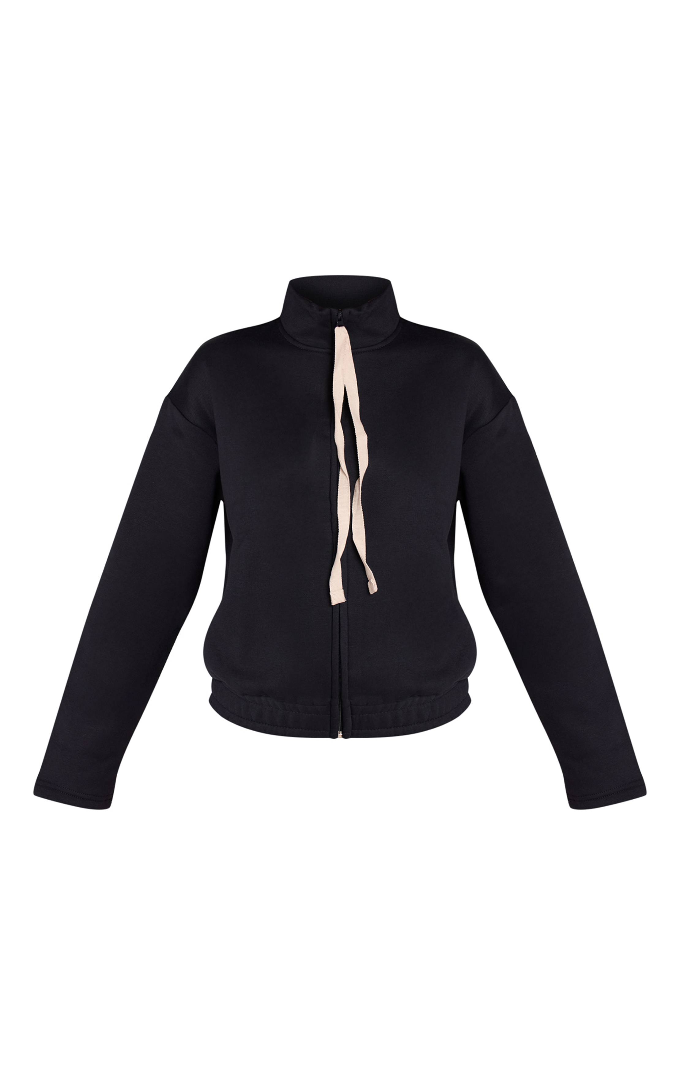 Bleu Marine Sweat-shirt À Col Cheminée Avec Cordon De Serrage Contrasté