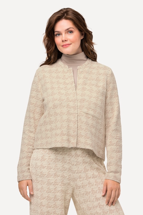 Bouclé-Jacke, Oversized, Stehkragen, Biobaumwolle