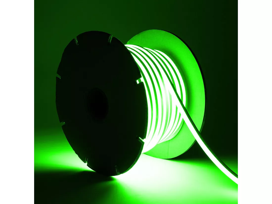 Bobine Ruban Néon LED Dimmable 220V SFLEX8 50 Mètres IP65 Coupe à chaque 100 cm Vert