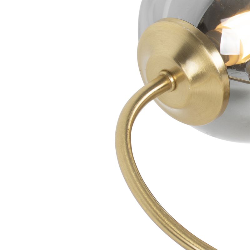 Moderne plafondlamp goud 6-lichts met smoke glas - Athens