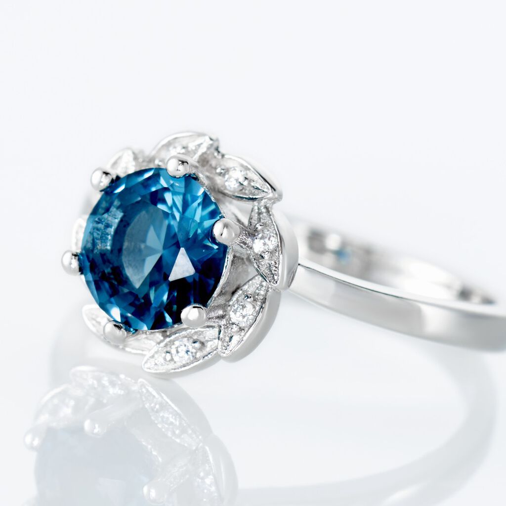 Bague Argent Blanc Clover Verre Oxydes De Zirconium