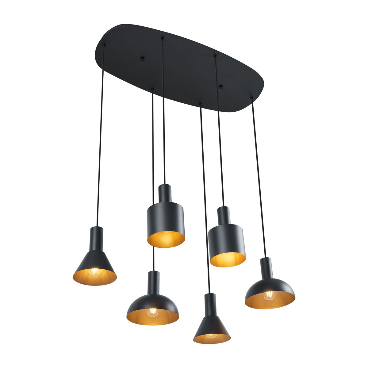 Moderne hanglamp zwart 6-lichts - Biles