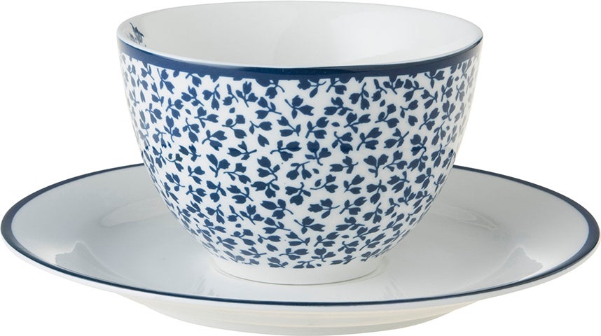 Laura Ashley kop en schotel Floris blauw 0,26 L