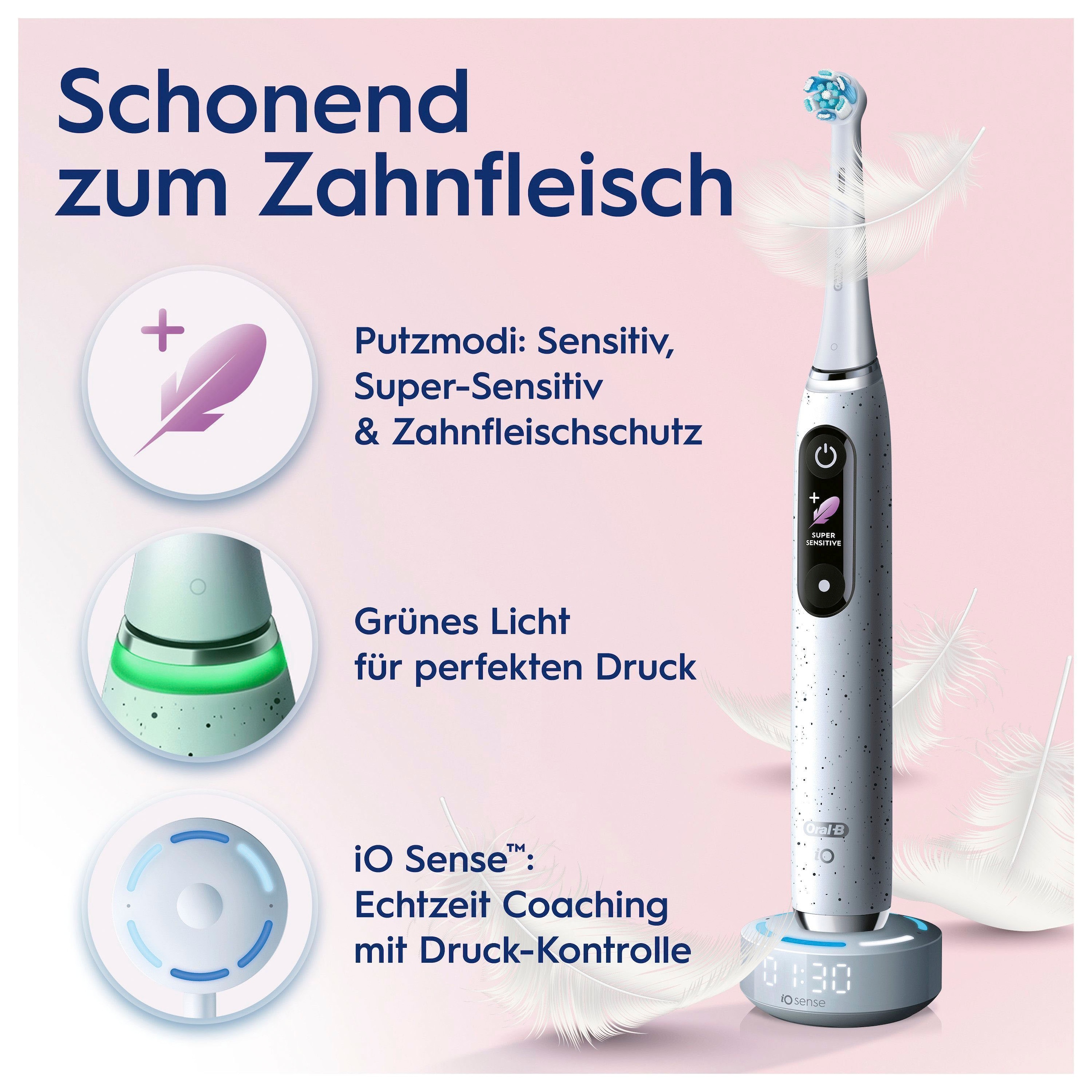 Oral-B Elektrische Zahnbürste »iO 10« 5 Stk. Aufsteckbürsten Magnet-Technologie, iOsense, 7 Putzmodi, Farbdisplay & Lade-Reiseetui