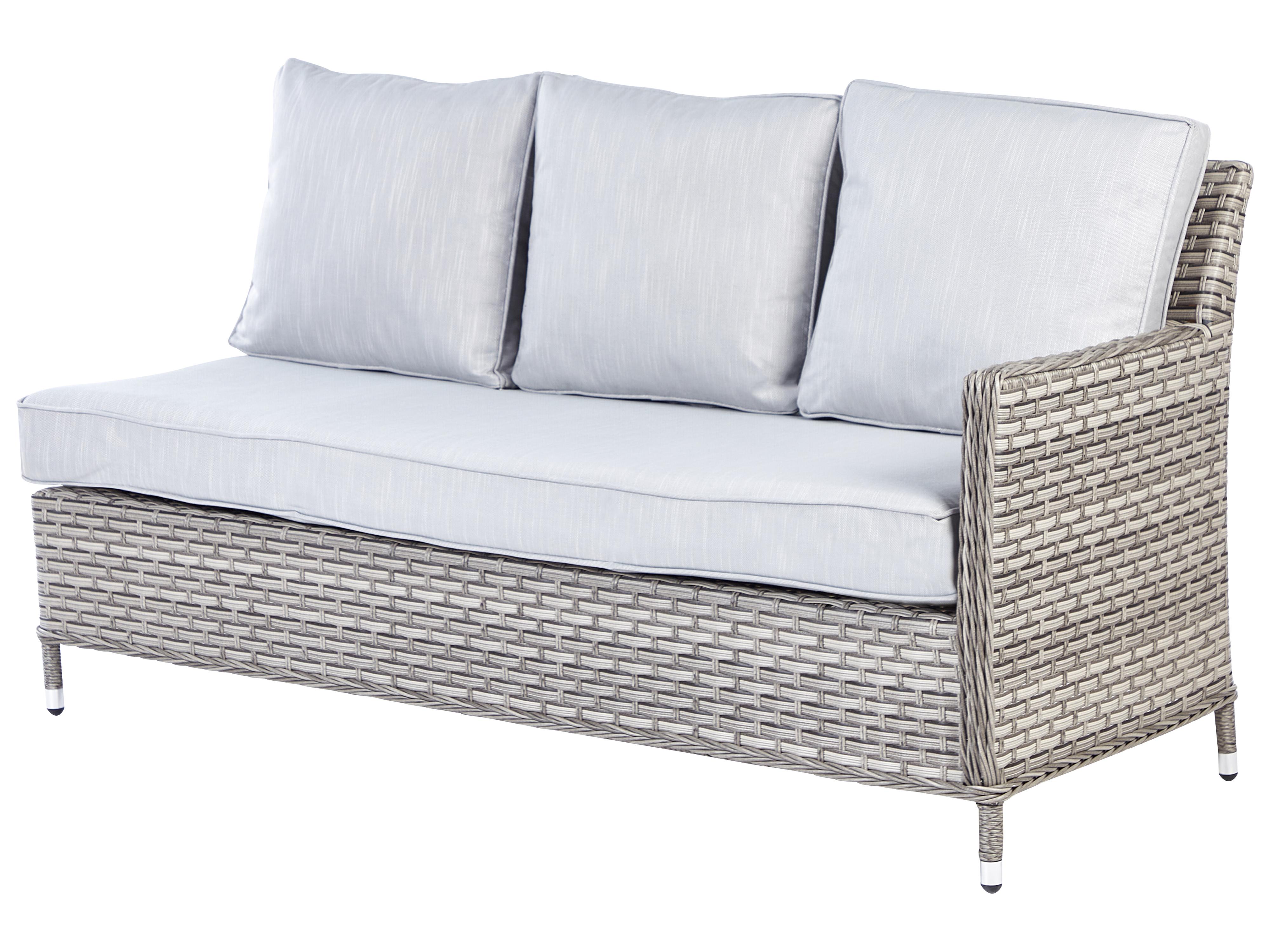 Loungeset met tafel en ottomaan 9-zits LACONA rechtszijdig PE rotan Lichtgrijs