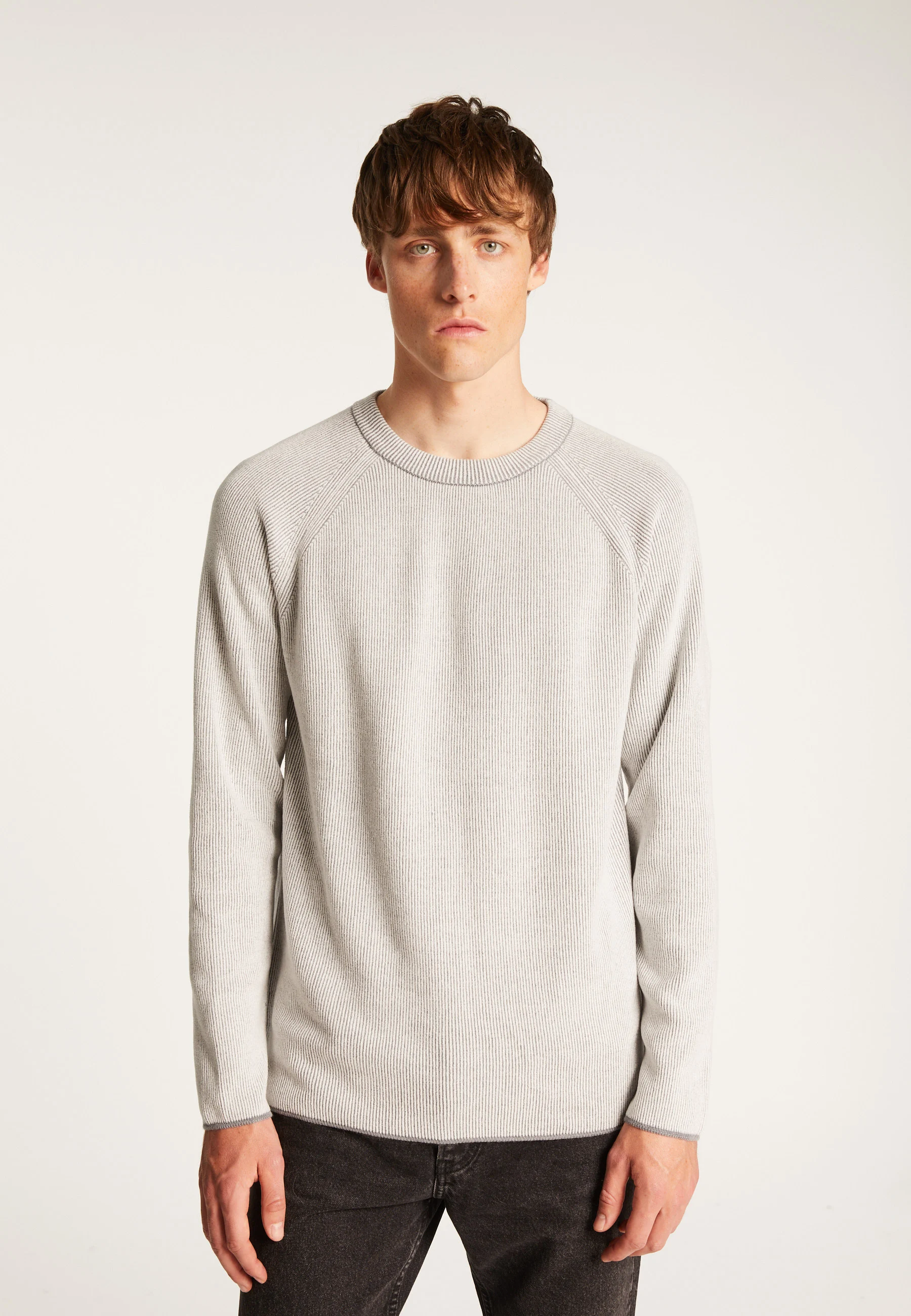 TINOAH24 - Pull col rond en laine velours | Gris