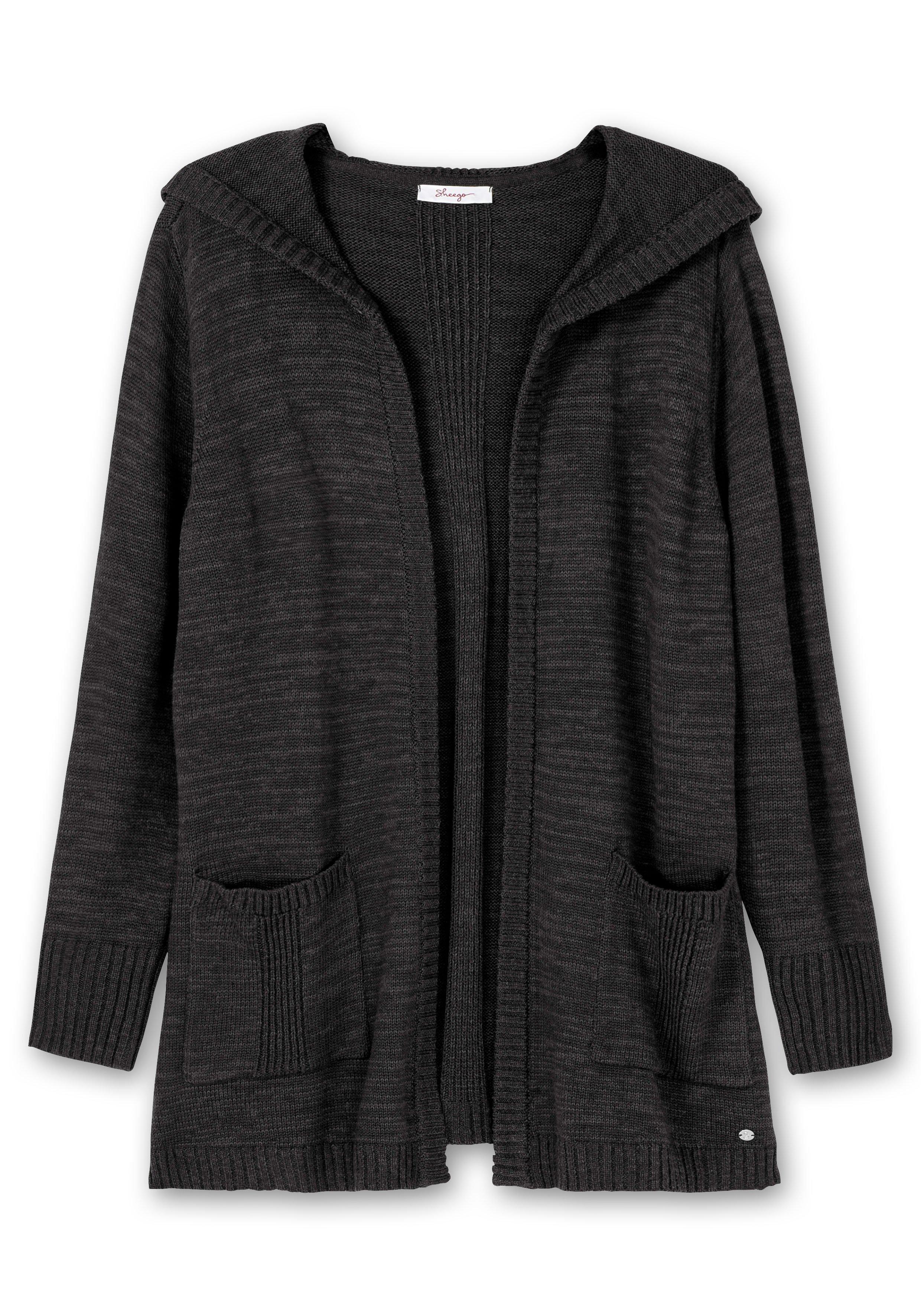 Kapuzenstrickjacke mit Wolle und Kaschmir