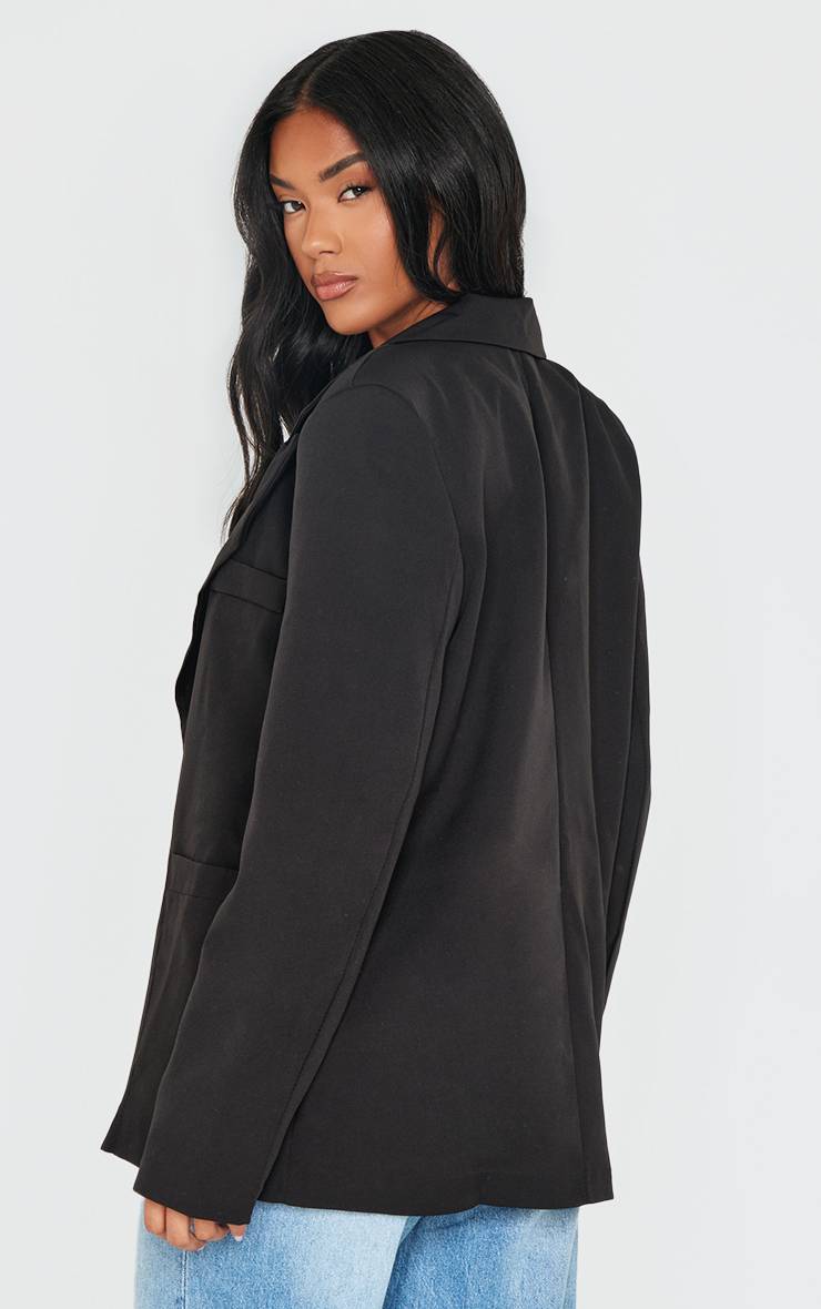 Noir Blazer Minimaliste À Simple Boutonnage