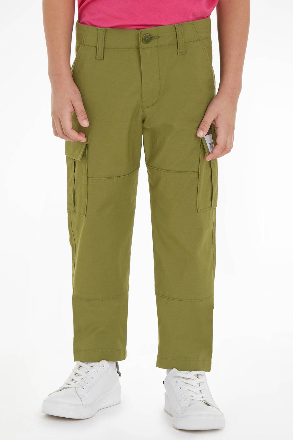 Tommy Hilfiger straight fit cargobroek CHELSEA mosgroen