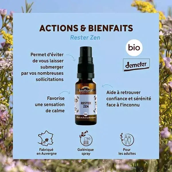 Spray Biofloral Stay Zen Orgânico Demeter Spray Emotions 20 ml