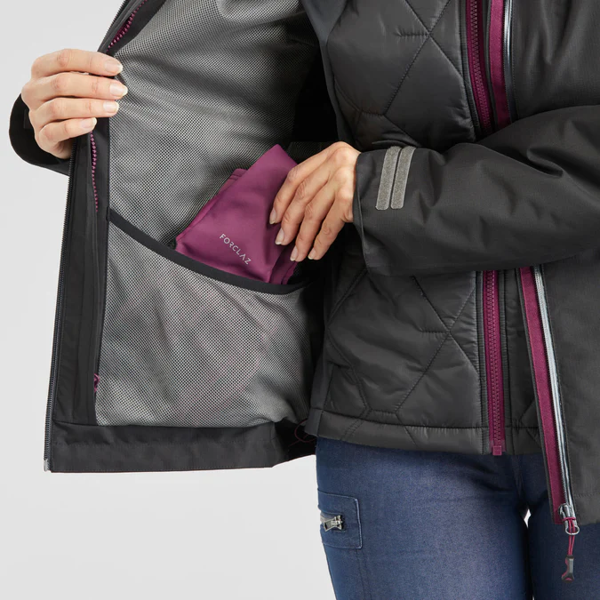 Decathlon Forclaz - Jaqueta impermeável 3 em 1 Forclaz para mulheres, ideal para viagens e mochilão, com temperatura de conforto de -8°C (17,6°F).