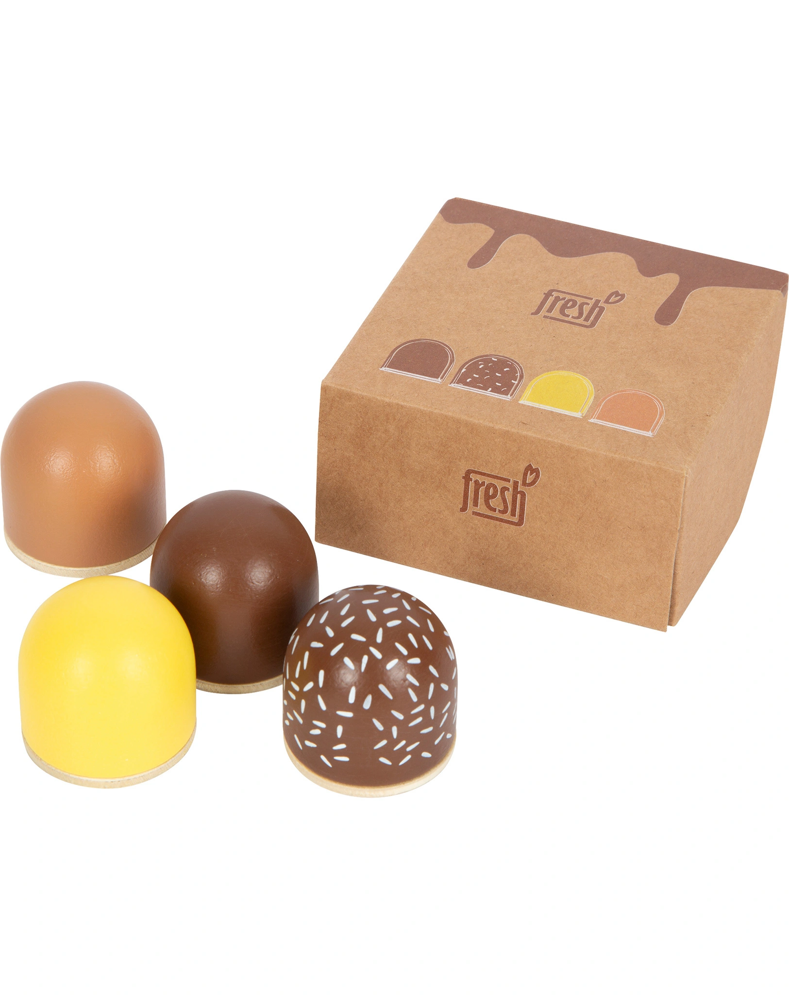 Kaufladen-Zubehör FRESH - SCHOKOKÜSSE aus Holz 5-teilig