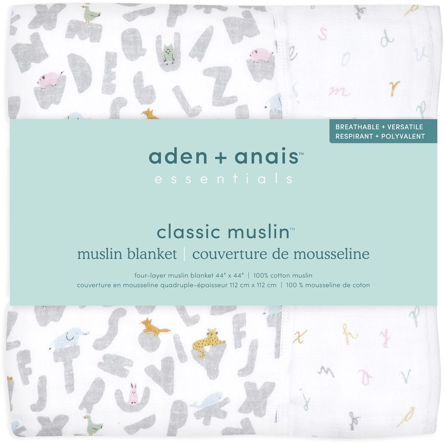 aden + anais™ essentials Baumwoll-Musselin-Decke alphabet animals