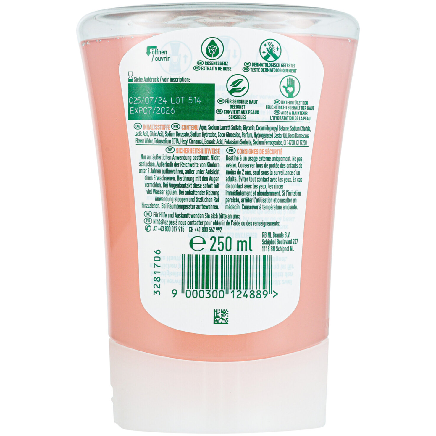 Dettol No-Touch Automatischer Seifenspender Nachfüller Sheabutter & Rosenessenz 250 ml