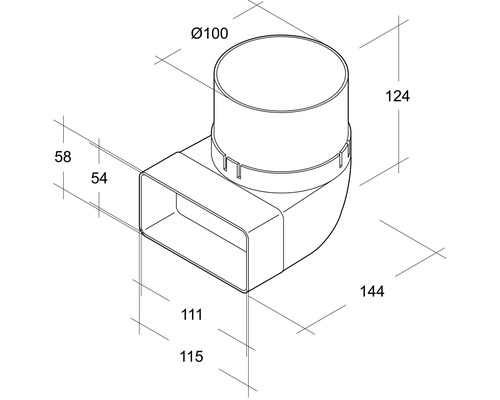 Vlakke kanaaldeflector Rotheigner wit 111x54 mm met mondstuk
