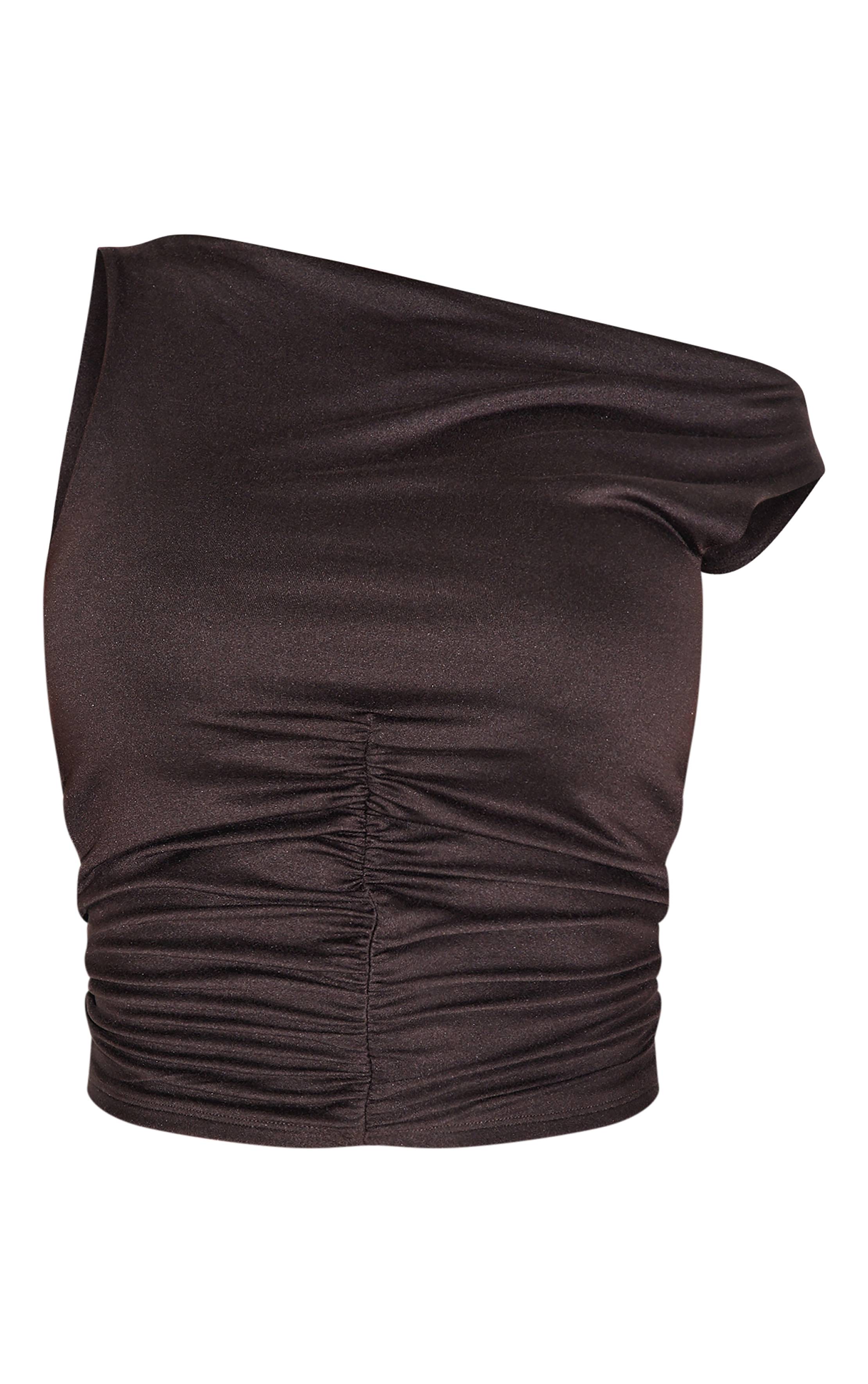 Top Shape Chocolat Ultra Doux À Encolure Bateau Et Fronces Sous Poitrine