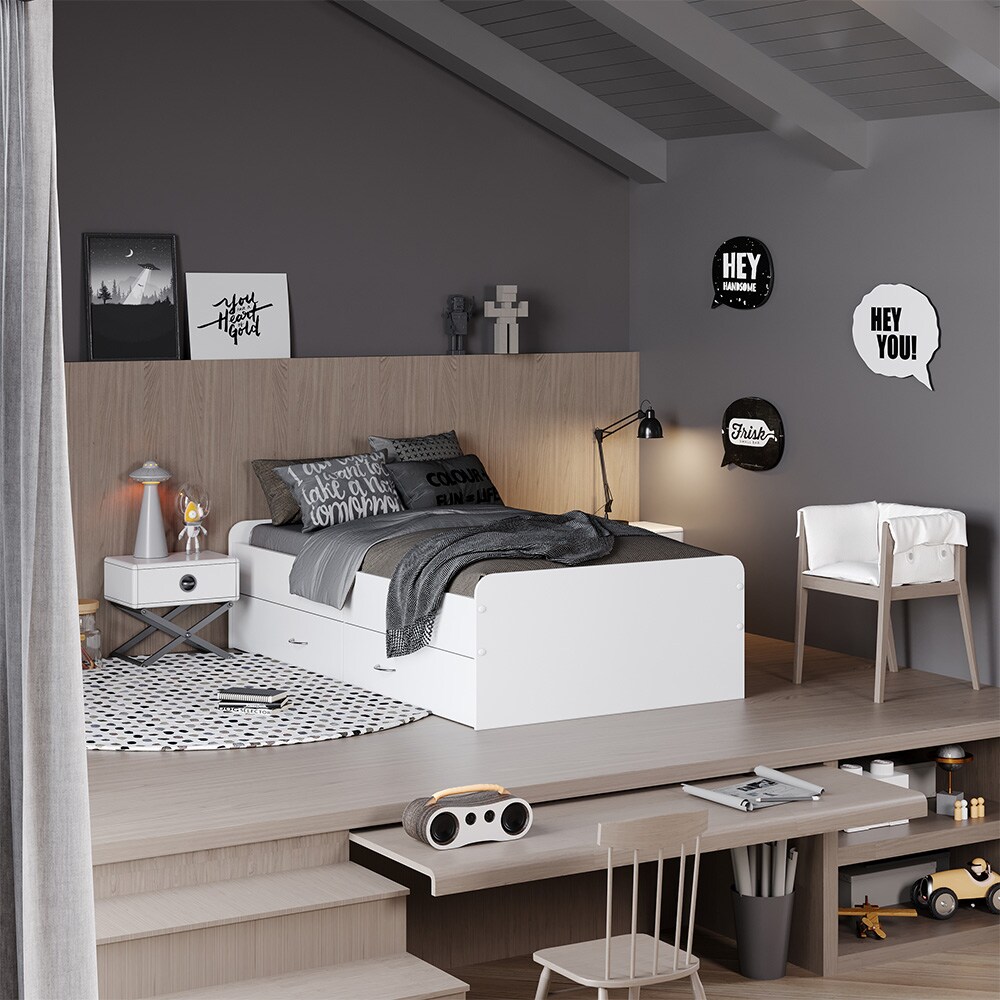 Oskar-Store Kojenbett Jasper 200 x 90 cm Weiß, mit Lattenrost, Funktionsbett, Gäste