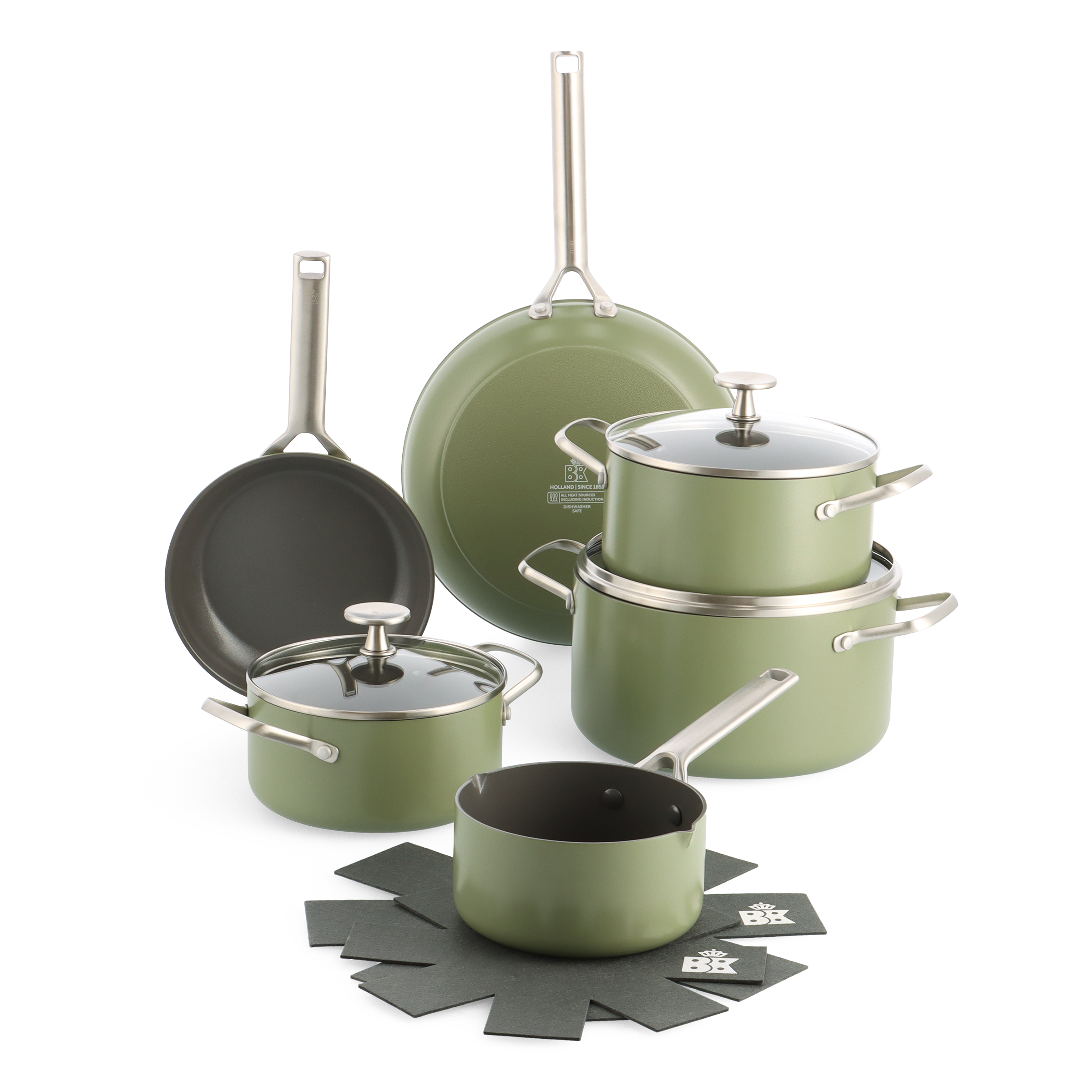 Sublime 8-delige pannenset Olive Green