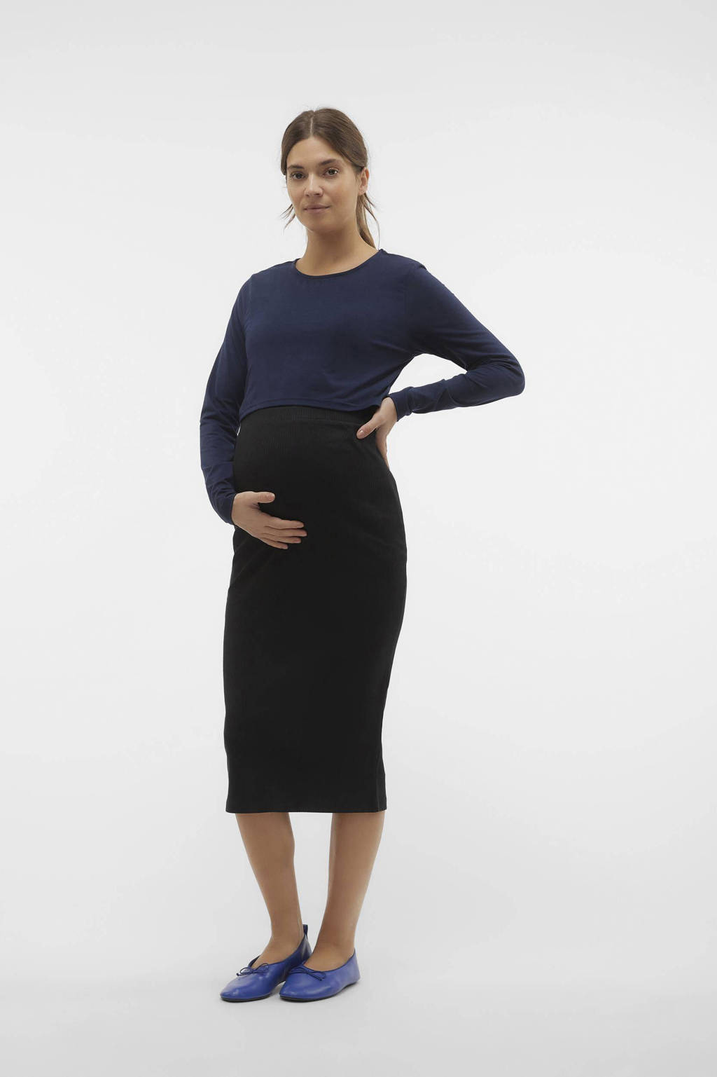 VERO MODA MATERNITY ribgebreide zwangerschapsrok VMMLAVENDER zwart